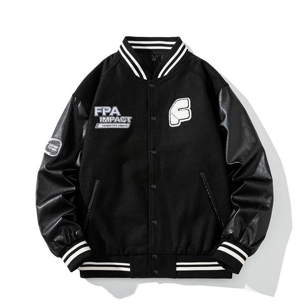 women's jackets 2021 arrival brand patchwork single breasted appliques bomber jacket men embroidery fashion baseball uniform casual coa, Black;brown
women's jackets 2021 arrival brand patchwork single breasted appliques bomber jacket men embroidery fashion baseball uniform casual coa, Black;brown
