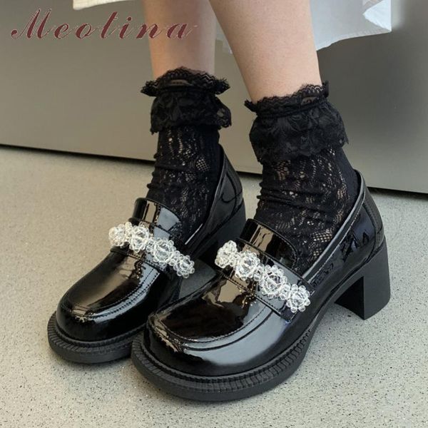 dress shoes meotina high heel women genuine leather thick heels pumps rhinestone slip on footwear ladies beige big size 40, Black
dress shoes meotina high heel women genuine leather thick heels pumps rhinestone slip on footwear ladies beige big size 40, Black