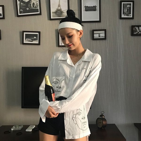 women's blouses & shirts herstory summer women shirt casual print clothing for couple blouse loose cartoon printed turn-down collar b5, White
women's blouses & shirts herstory summer women shirt casual print clothing for couple blouse loose cartoon printed turn-down collar b5, White