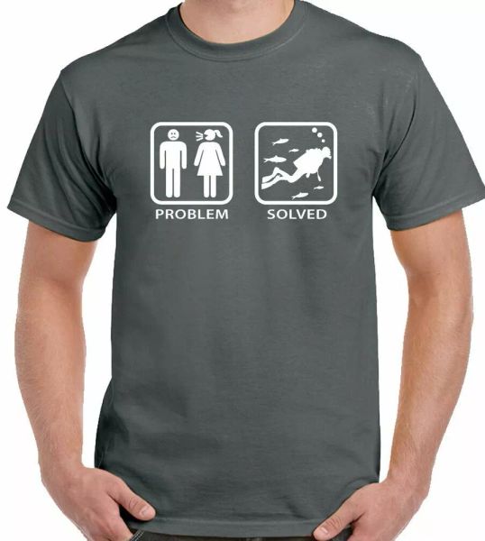 scuba diving t-shirt mens funny dive sea diver equipment gear problem solved, White;black
scuba diving t-shirt mens funny dive sea diver equipment gear problem solved, White;black