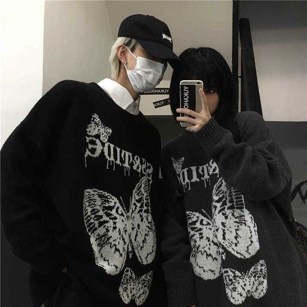 korean clothes round neck pullover harajuku sweater men high street butterfly letter jacquard retro loose couple clothing 210929, White;black
korean clothes round neck pullover harajuku sweater men high street butterfly letter jacquard retro loose couple clothing 210929, White;black