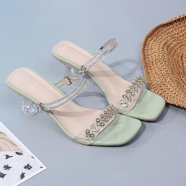slippers clear transparent women shoes woman summer female rivet crystal shine spike high heels ladies, Black
slippers clear transparent women shoes woman summer female rivet crystal shine spike high heels ladies, Black