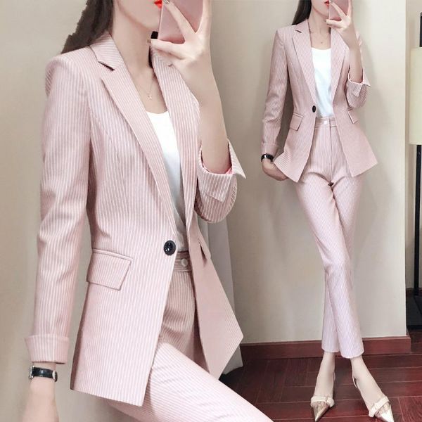 autumn female pink stripe blazer & suits fashion british suit two-piece jacket pants elegant woman business women's two piece, White
autumn female pink stripe blazer & suits fashion british suit two-piece jacket pants elegant woman business women's two piece, White