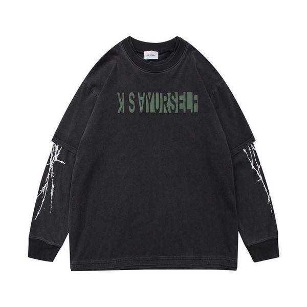 women's t-shirt long sleeve foaming printing askyurself t-shirt women men mock two-piece vintage tee oversized t shirt q6qn, White
women's t-shirt long sleeve foaming printing askyurself t-shirt women men mock two-piece vintage tee oversized t shirt q6qn, White