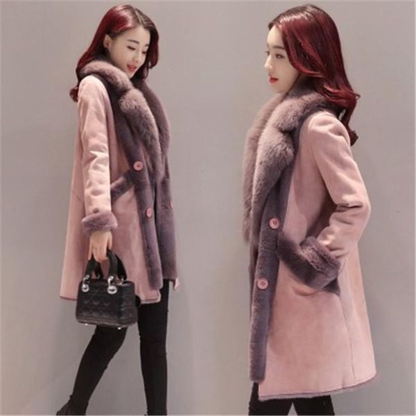women's wool & blends 2021 autumn winter warm faux fur suede coat women jacket lamb hair ladies slim long plus velvet thicken casual ou, Black
women's wool & blends 2021 autumn winter warm faux fur suede coat women jacket lamb hair ladies slim long plus velvet thicken casual ou, Black