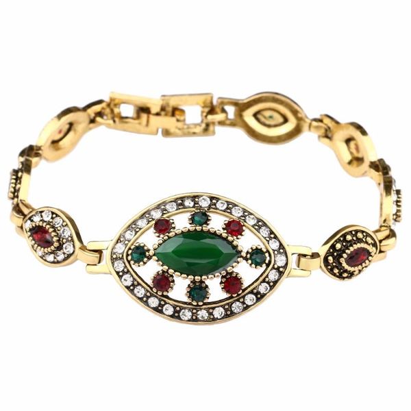 link, chain european and american eye shape hollow inlaid green resin golden bracelet retro noble temperament ladies christmas gift, Black
link, chain european and american eye shape hollow inlaid green resin golden bracelet retro noble temperament ladies christmas gift, Black
