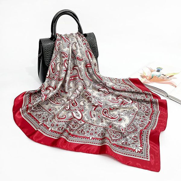 scarves 90*90cm silk scarf women big square paisley kerchief neck wrap female polyester shawls and hair head pareo bandanna, Blue;gray
scarves 90*90cm silk scarf women big square paisley kerchief neck wrap female polyester shawls and hair head pareo bandanna, Blue;gray