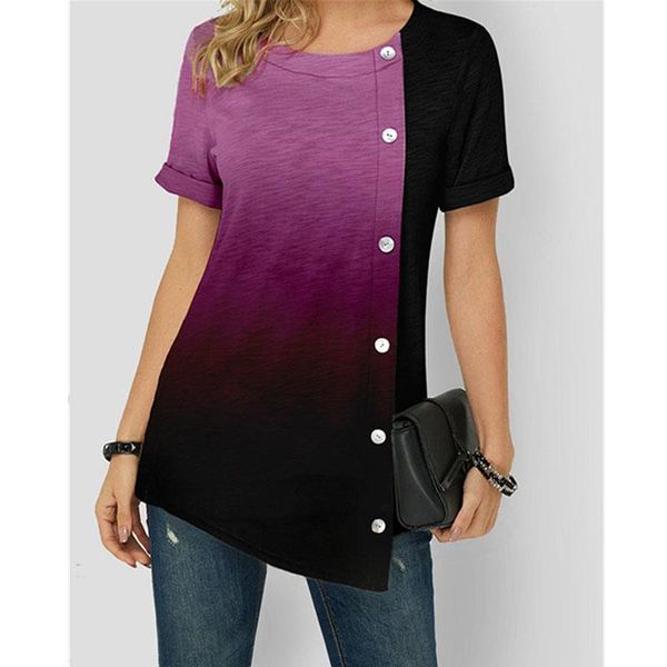 women's t-shirt lucyever summer gradient color o-neck t-shirts fashion irregular short sleeve tees woman casual loose plus size 5xl, White
women's t-shirt lucyever summer gradient color o-neck t-shirts fashion irregular short sleeve tees woman casual loose plus size 5xl, White