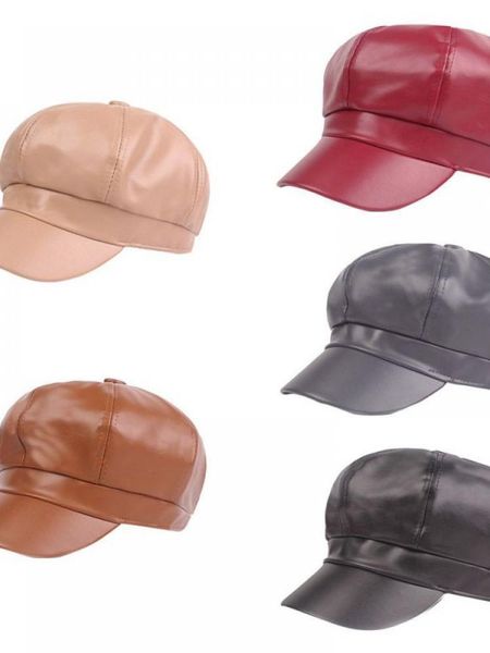 berets autumn and winter women's warm leather octagonal hat, retro men women beret 5 colors, Blue;gray
berets autumn and winter women's warm leather octagonal hat, retro men women beret 5 colors, Blue;gray