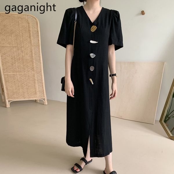 gaganight vintage women fashion long dress short sleeve v neck single breasted dresses female korean button casual loose vestido 210519, Black;gray
gaganight vintage women fashion long dress short sleeve v neck single breasted dresses female korean button casual loose vestido 210519, Black;gray