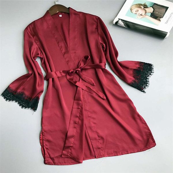 womens silk satin robe ladies sleepwear nightwear vintage lace side robes night gown slip solid 4 colors women's, Black;red
womens silk satin robe ladies sleepwear nightwear vintage lace side robes night gown slip solid 4 colors women's, Black;red