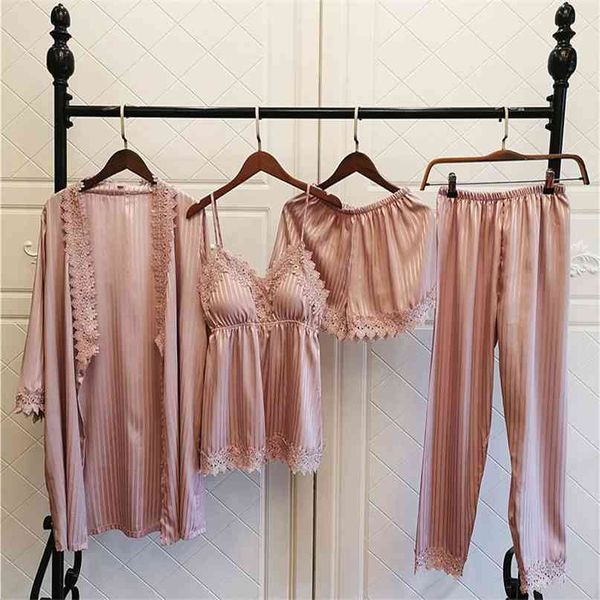 mechcitiz 4 pcs women pajamas sets silk pyjama sleepwear pant spring satin lace pijamas homewear clothes lingerie robe 210924, Black;red
mechcitiz 4 pcs women pajamas sets silk pyjama sleepwear pant spring satin lace pijamas homewear clothes lingerie robe 210924, Black;red