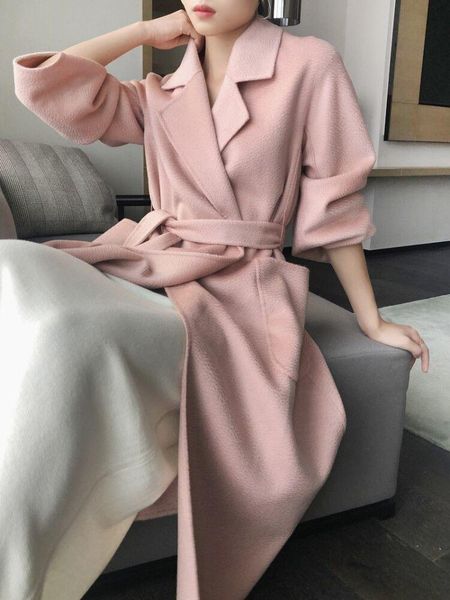 women's wool & blends high end wavy cashmere coat middle and long knee length double-sided tweed 2021, Black
women's wool & blends high end wavy cashmere coat middle and long knee length double-sided tweed 2021, Black