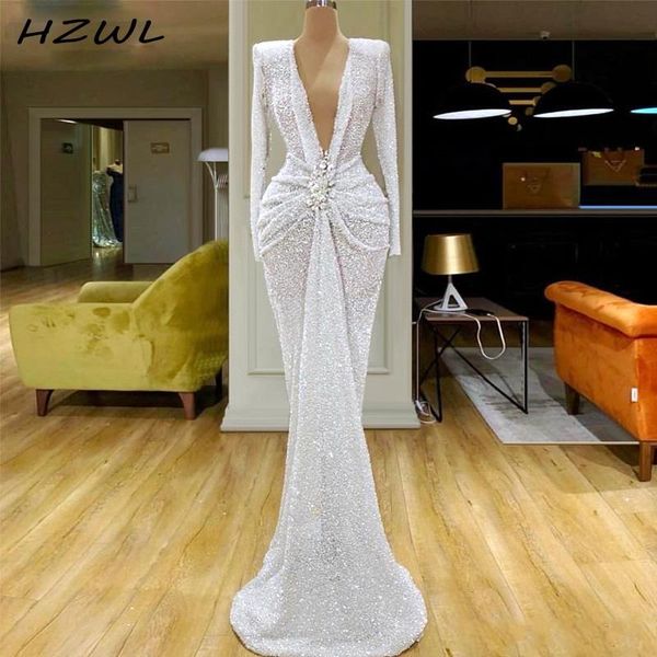 party dresses white mermaid evening with deep v neck beads long sleeve sequined ruched waist prom dress cocktail vestidos, White;black
party dresses white mermaid evening with deep v neck beads long sleeve sequined ruched waist prom dress cocktail vestidos, White;black