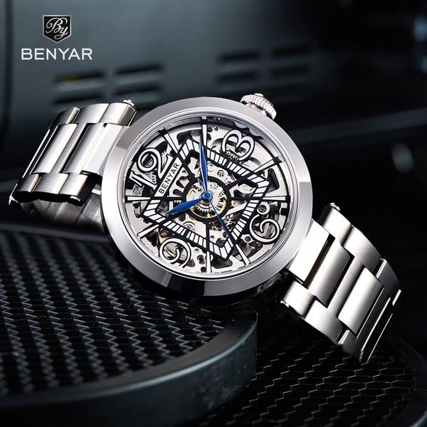 wristwatches benyar men mechanical 2021 automatic watch for skeleton stainless steel clock reloj hombre, Slivery;brown
wristwatches benyar men mechanical 2021 automatic watch for skeleton stainless steel clock reloj hombre, Slivery;brown