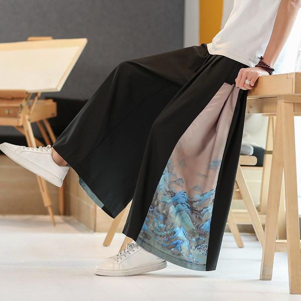 men's pants chinese style fat large wide leg male loose summer thin breathable skirt hip hop trousers size, Black
men's pants chinese style fat large wide leg male loose summer thin breathable skirt hip hop trousers size, Black