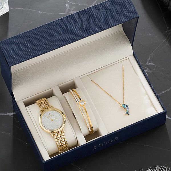 wristwatches ladies quartz watch set gift diamond gold color bracelet cute dolphin necklace elegant women for girlfriend mother gifts, Slivery;brown
wristwatches ladies quartz watch set gift diamond gold color bracelet cute dolphin necklace elegant women for girlfriend mother gifts, Slivery;brown