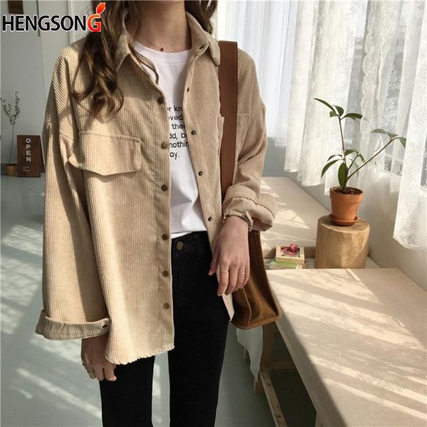 women's jackets woman clothes loose outwear coats korean solid jacket long sleeve corduroy 2021 spring autumn women, Black;brown
women's jackets woman clothes loose outwear coats korean solid jacket long sleeve corduroy 2021 spring autumn women, Black;brown