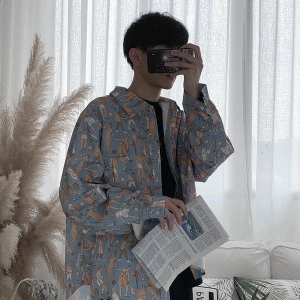 men's casual shirts 2021 loose printed shirt male retro sense japanese harajuku style niche long sleeve, White;black
men's casual shirts 2021 loose printed shirt male retro sense japanese harajuku style niche long sleeve, White;black
