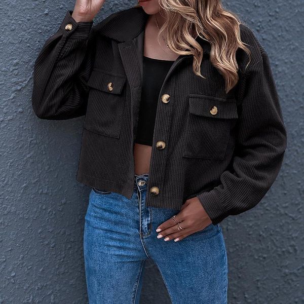 women's jackets 2021 corduroy jacket women solid red button turn down collar pocket casual loose streetwear femme short autumn coat sj8, Black;brown
women's jackets 2021 corduroy jacket women solid red button turn down collar pocket casual loose streetwear femme short autumn coat sj8, Black;brown