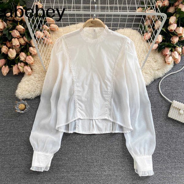 women korean retro solid blouse sweet puff o neck summer fashion streetwear blouses 210715, White
women korean retro solid blouse sweet puff o neck summer fashion streetwear blouses 210715, White