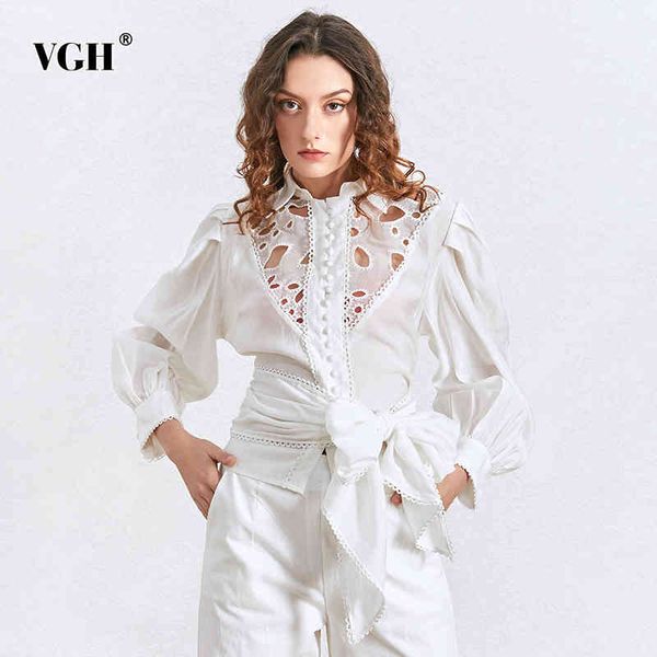 vgh lace up bowknot shirt for women lapel long sleeve elegant hollow out tunic blouse female fashion clothing autumn new 210421, White
vgh lace up bowknot shirt for women lapel long sleeve elegant hollow out tunic blouse female fashion clothing autumn new 210421, White