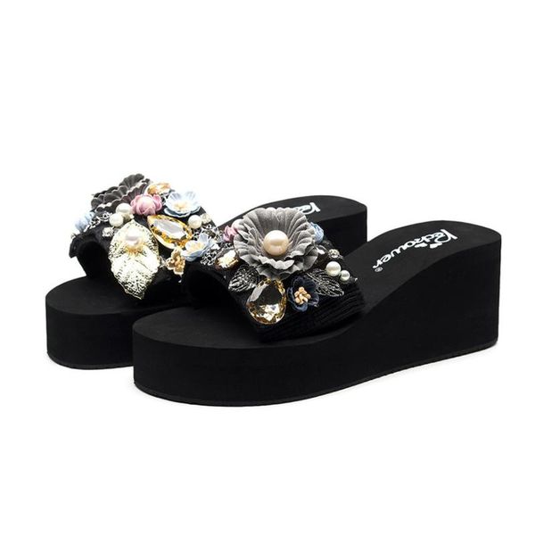slippers designer women thick slope with flip flops rhinestone ladies wedges floral bottom beach shoes 25, Black
slippers designer women thick slope with flip flops rhinestone ladies wedges floral bottom beach shoes 25, Black