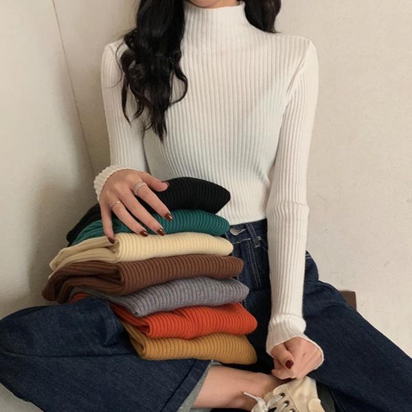 women's sweaters white half high neck sweater autumn and winter long sleeved 2021 foreign style bottomed, White;black
women's sweaters white half high neck sweater autumn and winter long sleeved 2021 foreign style bottomed, White;black