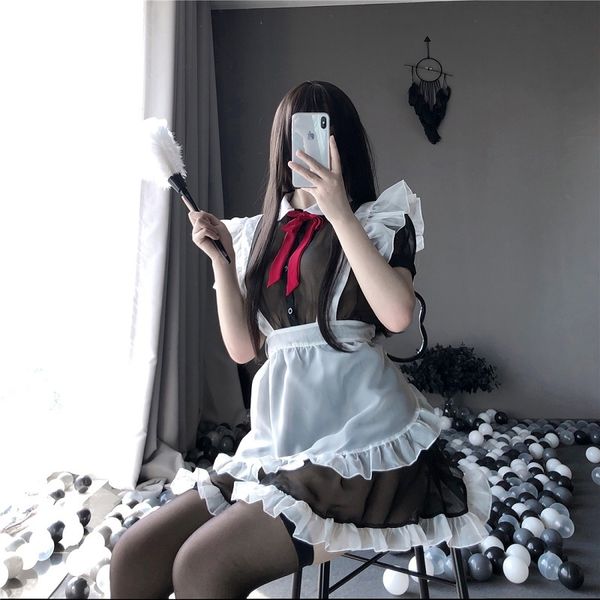 women lingerie cosplay costumes mesh kawaii japanese style maid outfit apron girl rple play uniform home nightdress, Red;black
women lingerie cosplay costumes mesh kawaii japanese style maid outfit apron girl rple play uniform home nightdress, Red;black