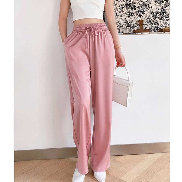 satin silk pants women straight loose drawstring office solid color pants plus size summer elastic high waist trousers 210527, Black;white
satin silk pants women straight loose drawstring office solid color pants plus size summer elastic high waist trousers 210527, Black;white