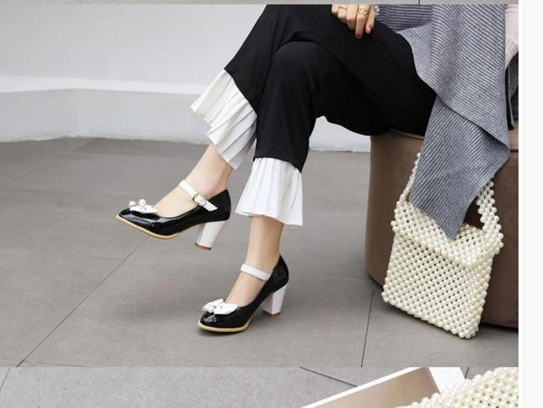 women's shoes spring and autumn high coarse heel round head bowknot @r33, Black
women's shoes spring and autumn high coarse heel round head bowknot @r33, Black