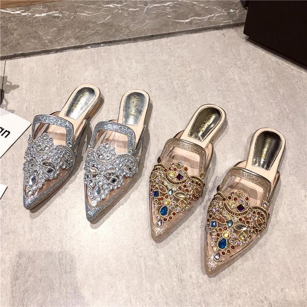 summer transparent small pointed toe women's slippers colored diamond sequined flat shoes fashionable comfortable, Black
summer transparent small pointed toe women's slippers colored diamond sequined flat shoes fashionable comfortable, Black