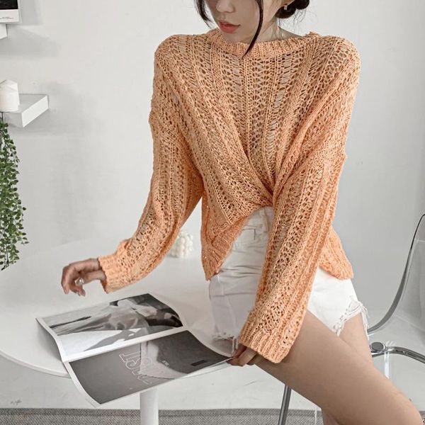 

women's blouses & shirts hollow out loose sweater 2021 autumn and summer sunscreen fashion girls' blouse knitted camisole for wom, White