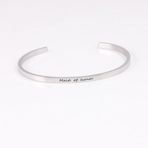 bangle silver engraved maid of honor custom name bracelet personalized stainless steel open cuff statement id bracelets bangles, Black
bangle silver engraved maid of honor custom name bracelet personalized stainless steel open cuff statement id bracelets bangles, Black