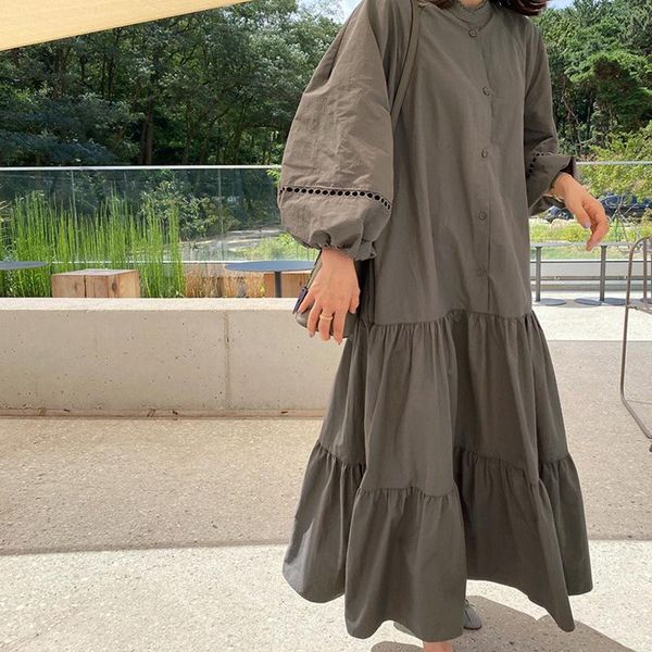 casual dresses johnature korean lantern sleeve women 2021 spring loose hollow out 2 colors female dress, Black;gray
casual dresses johnature korean lantern sleeve women 2021 spring loose hollow out 2 colors female dress, Black;gray