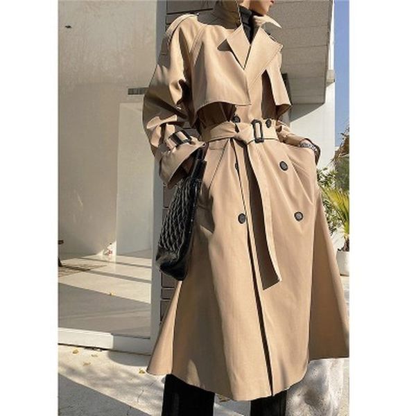 women's trench coats superaen windbreaker long 2021 autumn solid casual office lady coat double breasted, Tan;black
women's trench coats superaen windbreaker long 2021 autumn solid casual office lady coat double breasted, Tan;black