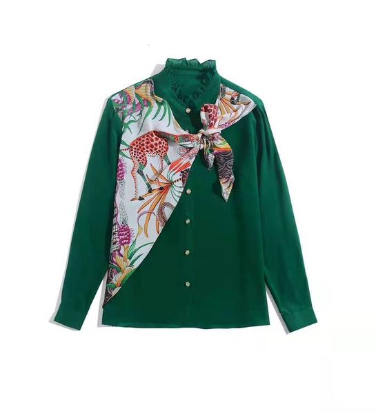 women's blouses & shirts european and american women's clothing the spring long sleeve animal print fashionable green silk shirt c, White
women's blouses & shirts european and american women's clothing the spring long sleeve animal print fashionable green silk shirt c, White