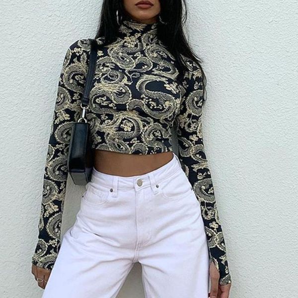 gothic turtleneck t-shirt 2021 women'streetwear chinese style dragon animal print chic short long sleeve casual tshirts goth women', White
gothic turtleneck t-shirt 2021 women'streetwear chinese style dragon animal print chic short long sleeve casual tshirts goth women', White