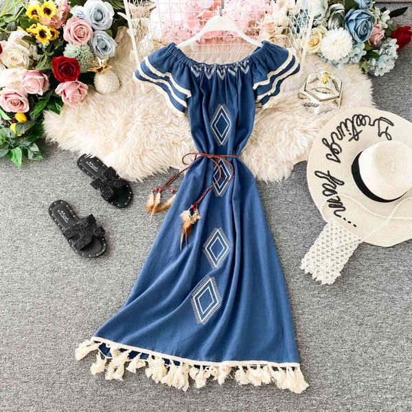 dresses orange blue national wind a word shoulder strapless dress geometric embroidery tassel loose cotton and linen holiday beach, Black;gray
dresses orange blue national wind a word shoulder strapless dress geometric embroidery tassel loose cotton and linen holiday beach, Black;gray