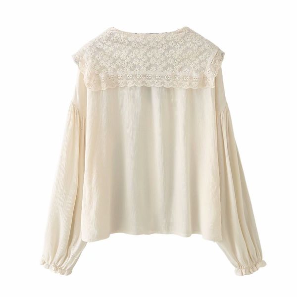 t shirt retro women embroidered lace lapel long sleeves t-shirt fashion loose slightly fresh chic female, White
t shirt retro women embroidered lace lapel long sleeves t-shirt fashion loose slightly fresh chic female, White