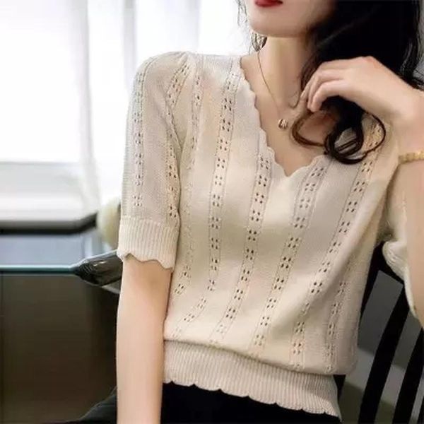 women's blouses & shirts in the spring and summer of 2021vetement femme elegant solid black for women sleeve v-neck drop hollow out, White
women's blouses & shirts in the spring and summer of 2021vetement femme elegant solid black for women sleeve v-neck drop hollow out, White