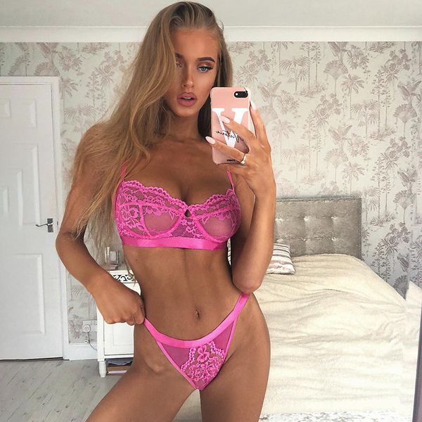 and 2021 spring summer women's multi color perspective lace fun split underwear set, Black;white 
and 2021 spring summer women's multi color perspective lace fun split underwear set, Black;white