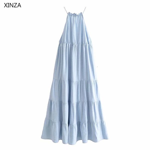 casual dresses women ruffle halter sleeveless spaghetti straps backless long summer chic elastic waist woman blue 6g0r, Black;gray
casual dresses women ruffle halter sleeveless spaghetti straps backless long summer chic elastic waist woman blue 6g0r, Black;gray