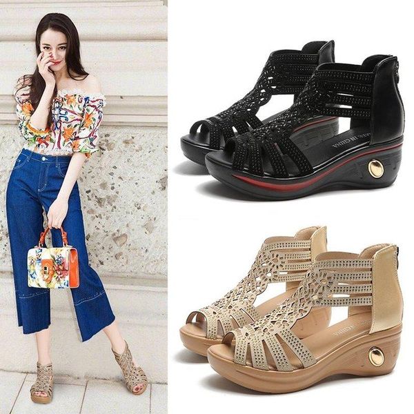 women's sandals cyrstal comfortable pumps ladies fashion wedges female rome bling hollow out shoes summer footwear, Black
women's sandals cyrstal comfortable pumps ladies fashion wedges female rome bling hollow out shoes summer footwear, Black
