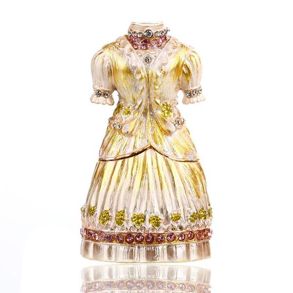 decorative objects & figurines h&d wedding dress jeweled trinket box hand-painted miniature ring holder earring jewelry with crystal favors