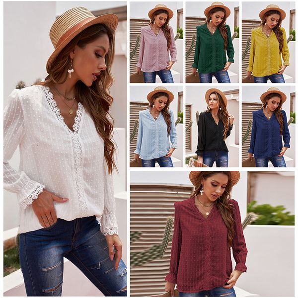 2021 summer long sleeve lace t-shirt women's loose deep v pullover solid color 2517581, Black
2021 summer long sleeve lace t-shirt women's loose deep v pullover solid color 2517581, Black