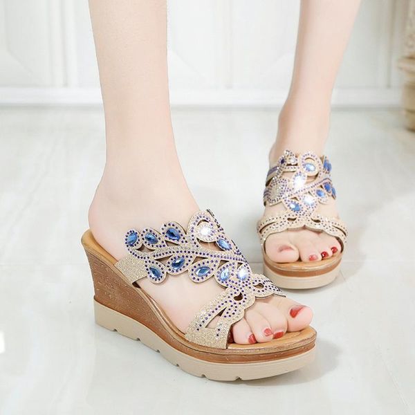 sandals bohemia women crystal thick-soled wedges ladies open toe slope heels beach slippers summer shoes, Black
sandals bohemia women crystal thick-soled wedges ladies open toe slope heels beach slippers summer shoes, Black