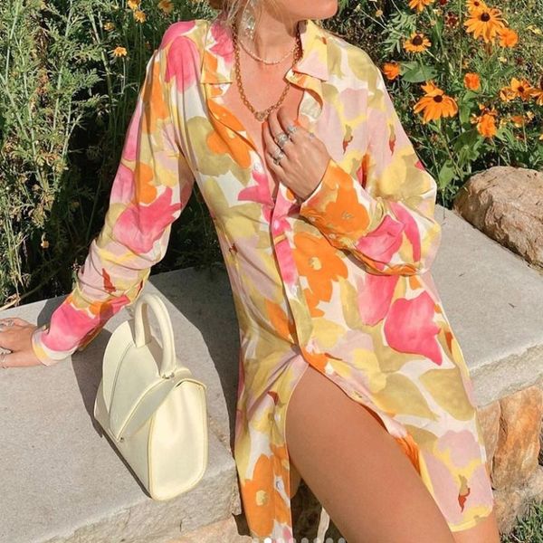 women's t-shirt 2021 summer ladies temperament shirt dress women leisure style floral printing/color matching lapel long sleeve mini sk, White
women's t-shirt 2021 summer ladies temperament shirt dress women leisure style floral printing/color matching lapel long sleeve mini sk, White