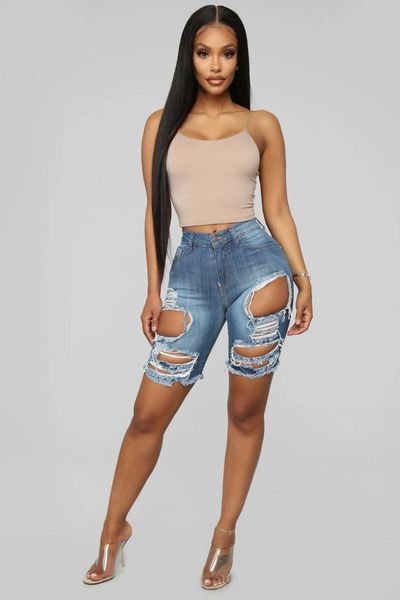 women's jeans brand women summer street style short ripped big hole stretch denim shorts distressed high waist biker demin, Blue
women's jeans brand women summer street style short ripped big hole stretch denim shorts distressed high waist biker demin, Blue