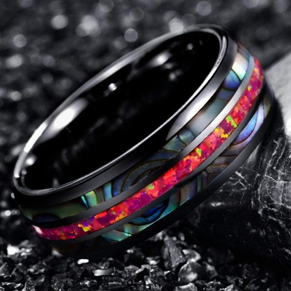 wedding rings black 8mm stainless steel fill red fire imitation opal rainbow abalone shell inlay ring gifts for men bands jewelry, Slivery;golden
wedding rings black 8mm stainless steel fill red fire imitation opal rainbow abalone shell inlay ring gifts for men bands jewelry, Slivery;golden